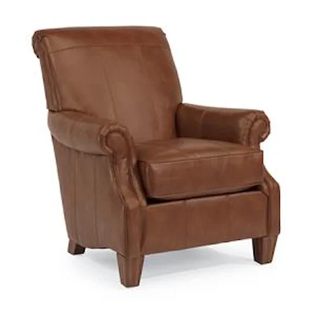 Traditional Styled Accent Chair with Rolled Arms and Wood Feet